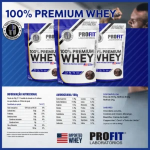 Whey Protein 100% Concentrado Premium 840g Profit Sabor Chocolate - Imagem 6
