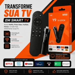 Tv Stick Y9 M98 4k Android Hdmi Smart Youtube Netflix Streaming Controle Remoto Wifi Modo Filme Series Jogos Tela Uhd Hdr Dolby Dts Porta Usb Suporte Apps Miracast Cast Video Multimidia Box Max - Imagem 3