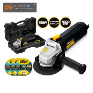 Esmerilhadeira lixadeira angular 750w 4.1/2 pol 115mm 11000rpm com maleta e discos bta780d The Black Tools - Imagem 1