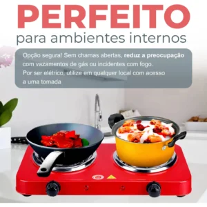 Fogão Fogareiro 2 Bocas Elétrico 2000w Cooktop De Mesa Portátil Cor Preto - Aero Home - Imagem 4