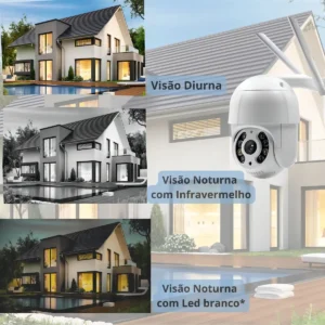 Câmera IP Segurança Wi-Fi Prova D'Água Externa IP Camera 360 PTZ Full HD APP ICSEE - Imagem 6