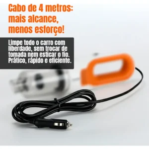 Aspirador De Pó Automotivo Portátil Potente 180w Com Filtro Hepa E Cabo De 4,0m Para Carro Caminhão Caminhonete - Imagem 6