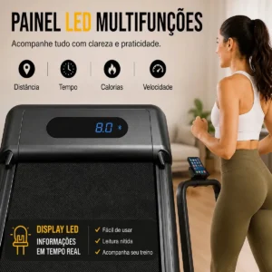 Esteira Ergométrica Dobrável Elétrica Com Painel LCD e Controle Remoto Para Casa Academia Preta - Imagem 6