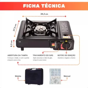 Fogareiro Fogão Portátil Camping Botija Acampamento Pesca - Imagem 6