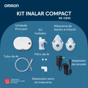 Inalador Nebulizador Omron Inalar Compact Ne-C810 Portatil Silencioso Aparelho Adulto Infantil Inalar Compact Anvisa Inmetro - Imagem 3