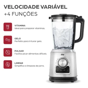 Liquidificador Com Copo De Vidro Wap Wb2000 2l 900w Cor Cinza - Imagem 4