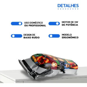 Maquina Cortar Cabelo Kemei Profissional Grafites Max-2092 Cor Estampada - Imagem 2
