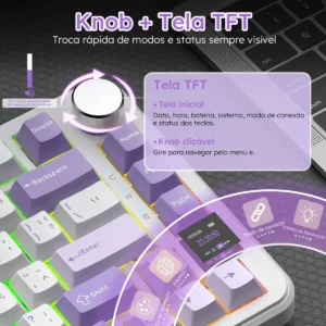 Teclado Mecânico Sem Fio Attack Shark X85pro 75% Tela Tft - Imagem 4