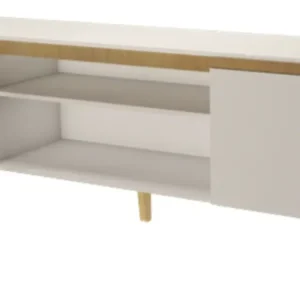 Rack Tv Estante Sala Nicho Madeira White Organizor Moderno Branco - Imagem 3