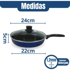 Frigideira Reta 24 Cm Antiaderente Com Tampa De Vidro - Imagem 4