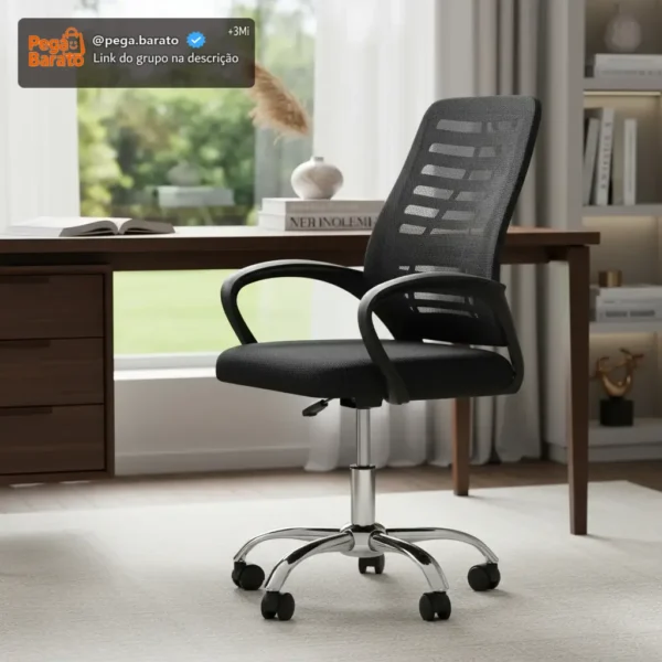 Cadeira De Escritorio Newconcept 351049 Esteirinha Mesh Altura Regulável Cor Preto