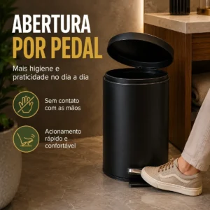 Lixeira 5 Litros Com Pedal Tampa Banheiro Cozinha Luxo - Imagem 3