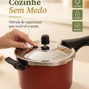 Panela de pressão 4,5 litros Alumínio Segura Reforçada Cozimento Rápido Econômica Fechamento Externo - Imagem 4