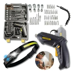 Kit Parafusadeira Elétrica + Lanterna De Cabeça Recarregável - Imagem 1