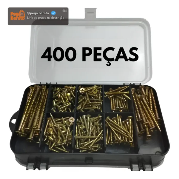 Kit 400 Peças Parafusos E Buchas P/ Parede Com Organizador