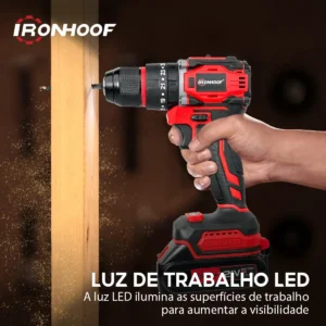 Parafusadeira Furadeira De Impacto Sem Fio 2 Baterias 21v Vermelho - Imagem 5