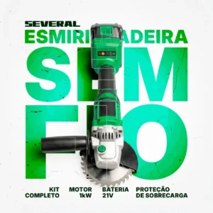 Esmerilhadeira Angular Several Importados Lixadeira Potente Corte Fácil 21v Bateria Ferramenta Completa Verde - Imagem 3