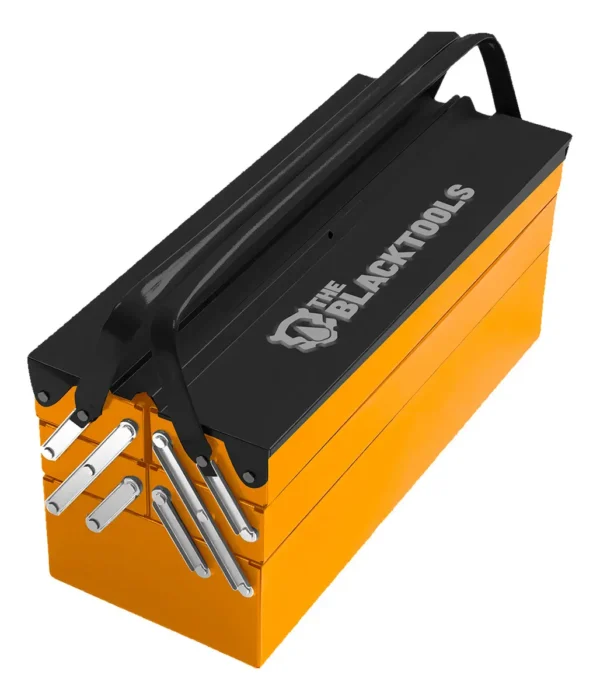 Caixa De Ferramentas Sanfonada Com 5 Gavetas Preto/laranja De Metal 20cm X 42cm X 29cm Ttb500 The Black Tools