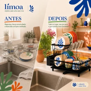 Escorredor De Louça Limoa Inox, Suporte Para Pia Preto - Imagem 4