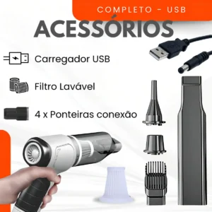 Mini Aspirador de Pó Betahome Portátil 120W USB Soprador Sem Fio 6000Pa Compacto - Imagem 6