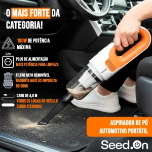 Aspirador De Pó Automotivo Portátil Potente 180w Com Filtro Hepa E Cabo De 4,0m Para Carro Caminhão Caminhonete - Imagem 3