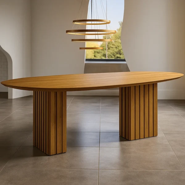 Mesa Para Sala De Jantar Com Tampo Orgânico Hc Freijó