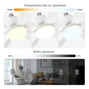 Ventilador Teto Lampada Luz Led Silêncioso Econômico 6 Pás - Imagem 2