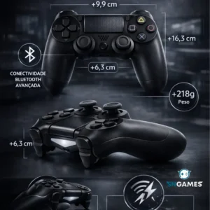Controle Sem Fio Manete Bluetooth Joystick Para PS4 Tv Smart Samsung Pc Vídeo Game Celular com P2 Sngames - Imagem 4