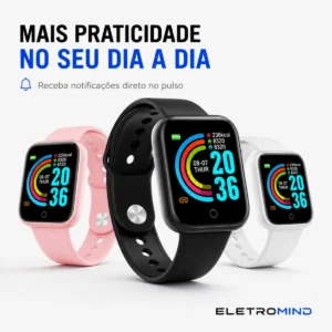Smartwatch Relógio Inteligente Digital Eletromind Masculino Feminino Fone De Ouvido Sem Fio Bluetooth Preto - Imagem 3