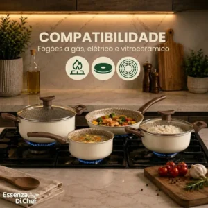 Jogo De Panelas Antiaderente 10 Peças Prime Alumínio Teflon Cor Bege - Imagem 5