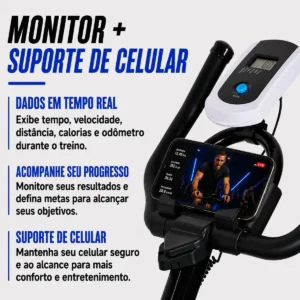 Bicicleta Ergométrica Spinning Mopower Sprint X Shock roda inércia 20kg suporta até 120kg - Imagem 6