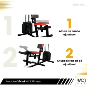 Estação De Musculação De 45kg Wct Fitness Cor da estrutura Preto Cor do estofamento Preto e vermelho - Imagem 6