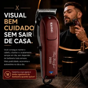 Máquina Kemei De Cortar Cabelo Sem Fio Recarregável Km-2600 - Imagem 5