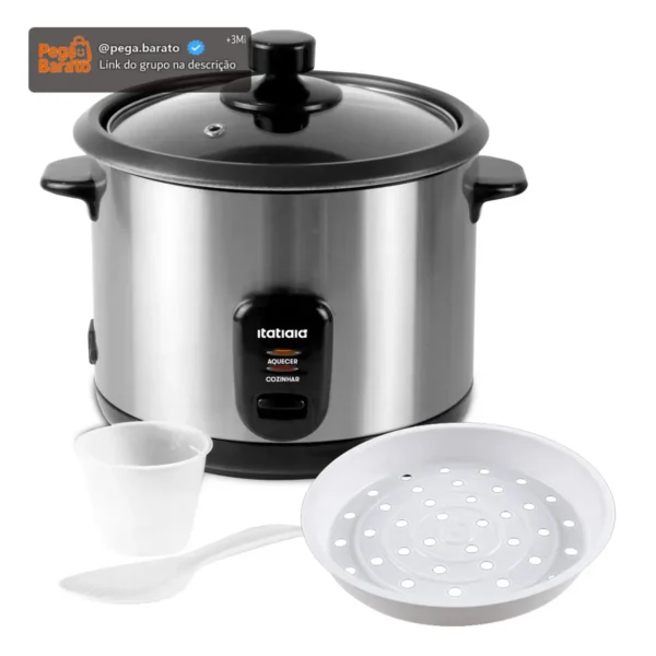 Panela De Arroz Elétrica 10 Xícaras 1.8 Litros Prateado