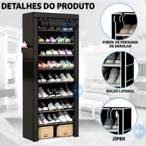 Sapateira Armário Organizador Dobrável 9 Prateleiras Estocasa - Imagem 7