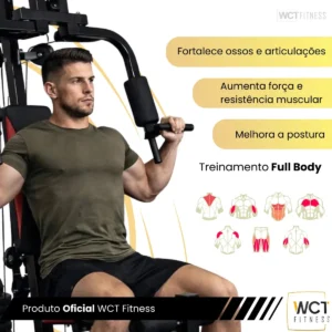 Estação De Musculação De 45kg Wct Fitness Cor da estrutura Preto Cor do estofamento Preto e vermelho - Imagem 7