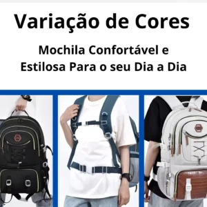 Mochila Unissex 40l Passeio Escola E Trabalho Bolso Tênis - Imagem 8