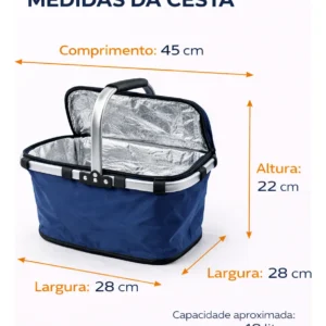 Bolsa Térmica Cesto Dobrável Praia Piquenique Acampamento - Imagem 6