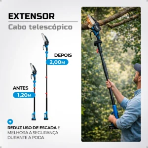 Kit Motoserra Tesoura Eletrica De Poda + Extensor 2 Metros - Imagem 5