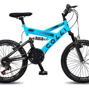 Bicicleta Infantil Colli Gps Dupla Suspensão Full Aro 20 21v Cor Azul Champanhe - Imagem 1