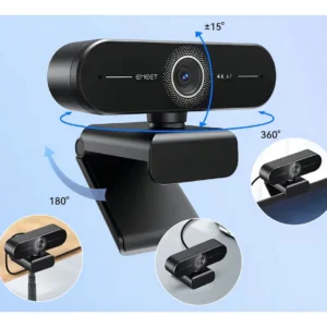 Webcam Emeet C60e 4k 30Fps Uhd 8mp Foco Automático 1080P 60fps Camera Para PC 2 microfon VideoConferencia Preto - Imagem 5