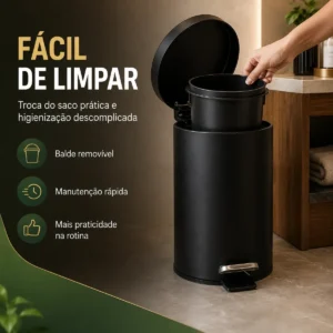 Lixeira 5 Litros Com Pedal Tampa Banheiro Cozinha Luxo - Imagem 6