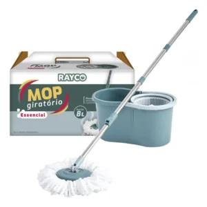 Mop Giratório Rayco com Balde de Aço 8L e Cabo Ajustável - Imagem 1