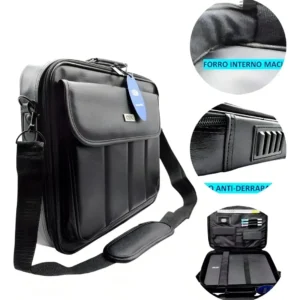 Bolsa Pasta Notebook Laptop Até 15,6 Couro Maleta Executiva Cor Preto - Imagem 7