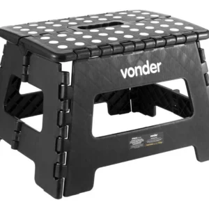 Banco Plástico Multiuso Dobrável 22cm 150kg Vonder 35.40.022.002 Preto - Imagem 1