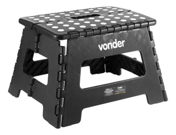 Banco Plástico Multiuso Dobrável 22cm 150kg Vonder 35.40.022.002 Preto
