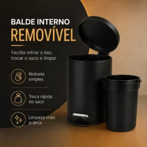 Lixeira 5 Litros Com Pedal Tampa Banheiro Cozinha Luxo - Imagem 4
