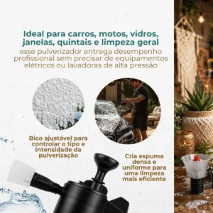 Snow Foam Pulverizador Manual Borrifador Alta Pressão 2 Litros Com 2 Bicos Espuma Automotivo Lavagem Carro Moto Limpeza Jardim - Imagem 7