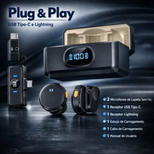 Microfone Lapela Redondo Sem Fio Duplo Imã Android E Iphone - Imagem 6