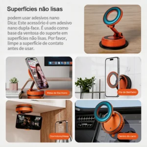 Suporte Celular Carro Magnético Rotativo 360dobrável Ventosa - Imagem 4